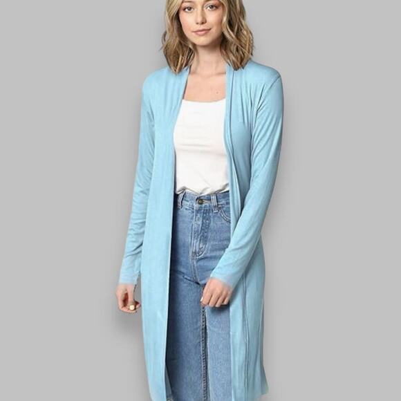 Neiman Marcus Sky Blue Cotton Cardigan | Size L - Picture 3 of 7